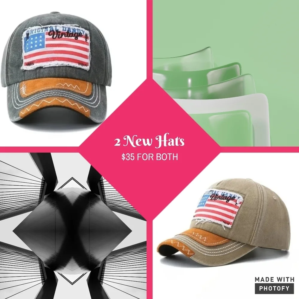 2 New USA Flag Baseball Cap Distressed American Flag Hat Adjustable Dad Gift